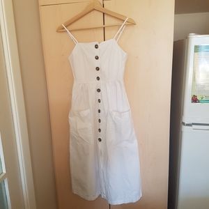 White Button Midi Summer Dress